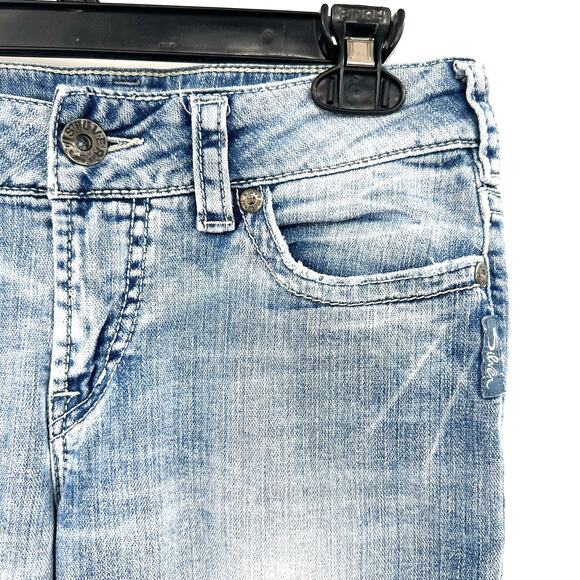 Silver Jeans Size 27x32 Denim Blue Suki Fit Flare Casual Preppy Low Rise 90s - Picture 3 of 9